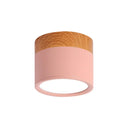 Small Macaron Metal Flush Mount Ceiling Light For Kitchen Bar - Yellow/Blue/Black & Wood Pink