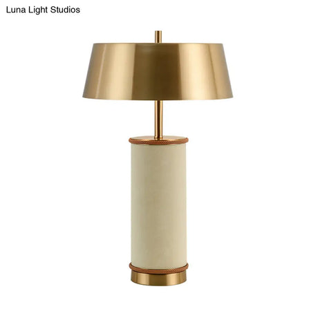 Small White Metal Desk Lamp With Flared Design - Modernist Style For Living Room Laptop Or Office