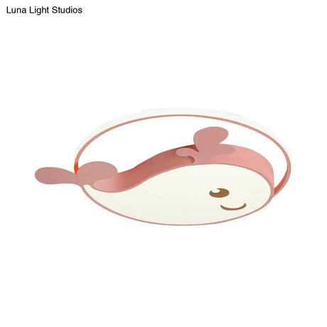 Smile Dolphin Kids’ Bedroom Ceiling Lamp - Acrylic Animal Flush Light