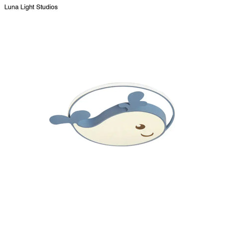 Smile Dolphin Kids’ Bedroom Ceiling Lamp - Acrylic Animal Flush Light