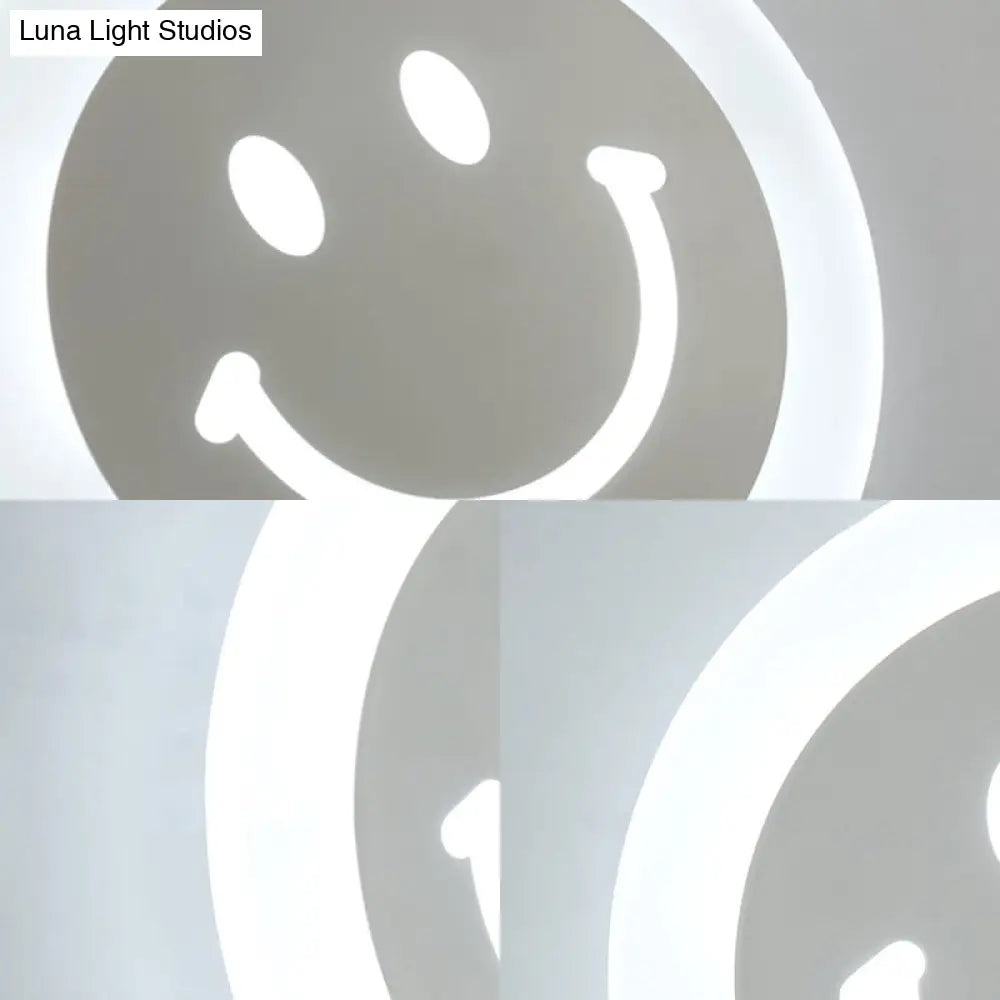 Smiley Face Led Sconce Lamp - Ultra-Thin Acrylic Shade Warm/White Wall Lighting
