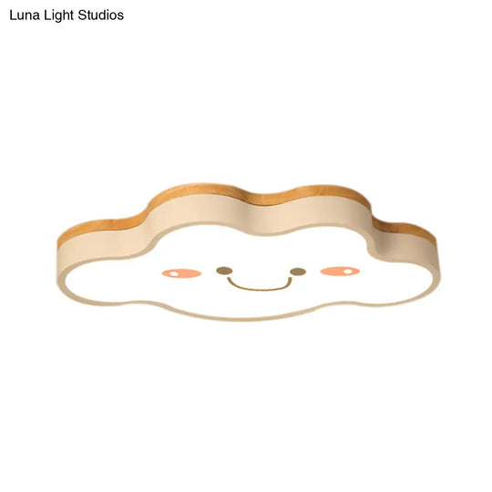 Smiling Cloud Led Ceiling Lamp For Kids Bedrooms- White Acrylic Cartoon Design