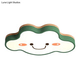 Smiling Cloud Led Flush Mount Ceiling Light - Frosted Acrylic Bedroom Lighting Fixture For Kids