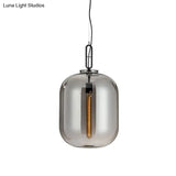 Smoke Gray/Cognac Glass Industrial Ceiling Pendant Lamp - 1 Head 10’/14’ Wide