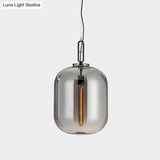 Smoke Gray/Cognac Glass Industrial Ceiling Pendant Lamp - 1 Head 10’/14’ Wide