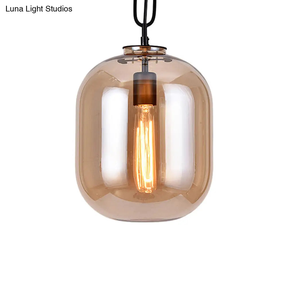 Smoke Gray/Cognac Glass Industrial Ceiling Pendant Lamp - 1 Head 10’/14’ Wide