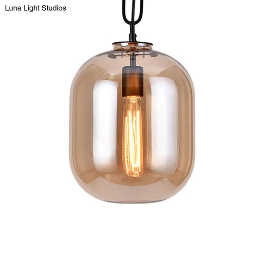 Smoke Gray/Cognac Glass Industrial Ceiling Pendant Lamp - 1 Head 10’/14’ Wide