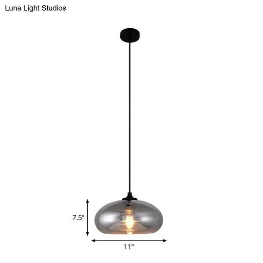 Smoke Gray Mini Pendant Light - Modern Glass Ceiling Fixture For Bars And Cafes With 1 Head