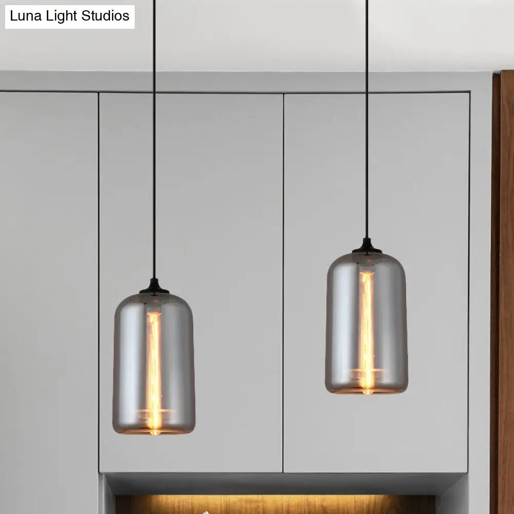 Smoke Gray Mini Pendant Light - Modern Glass Ceiling Fixture For Bars And Cafes With 1 Head