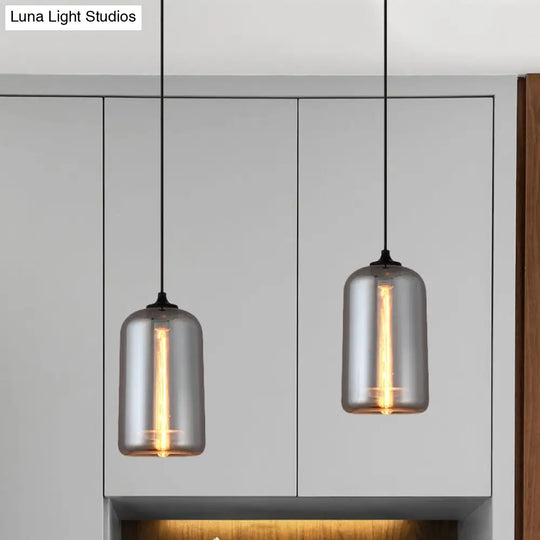 Smoke Gray Mini Pendant Light - Modern Glass Ceiling Fixture For Bars And Cafes With 1 Head