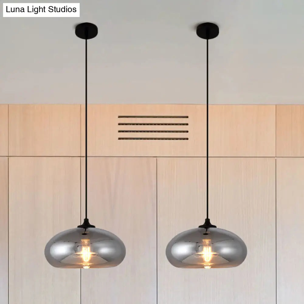 Smoke Gray Mini Pendant Light - Modern Glass Ceiling Fixture For Bars And Cafes With 1 Head