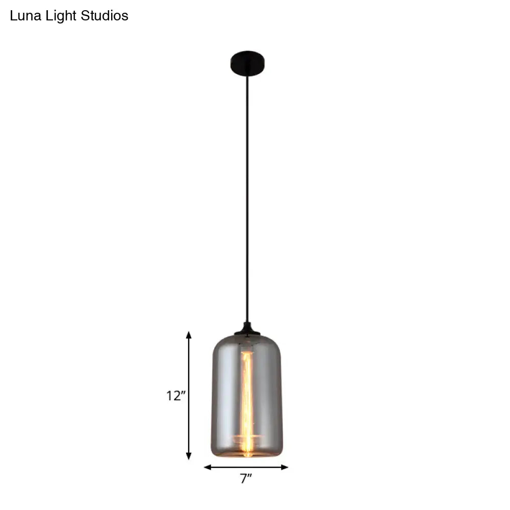 Smoke Gray Glass Mini Pendant Light - Modern Ceiling Hanging For Bar & Cafe