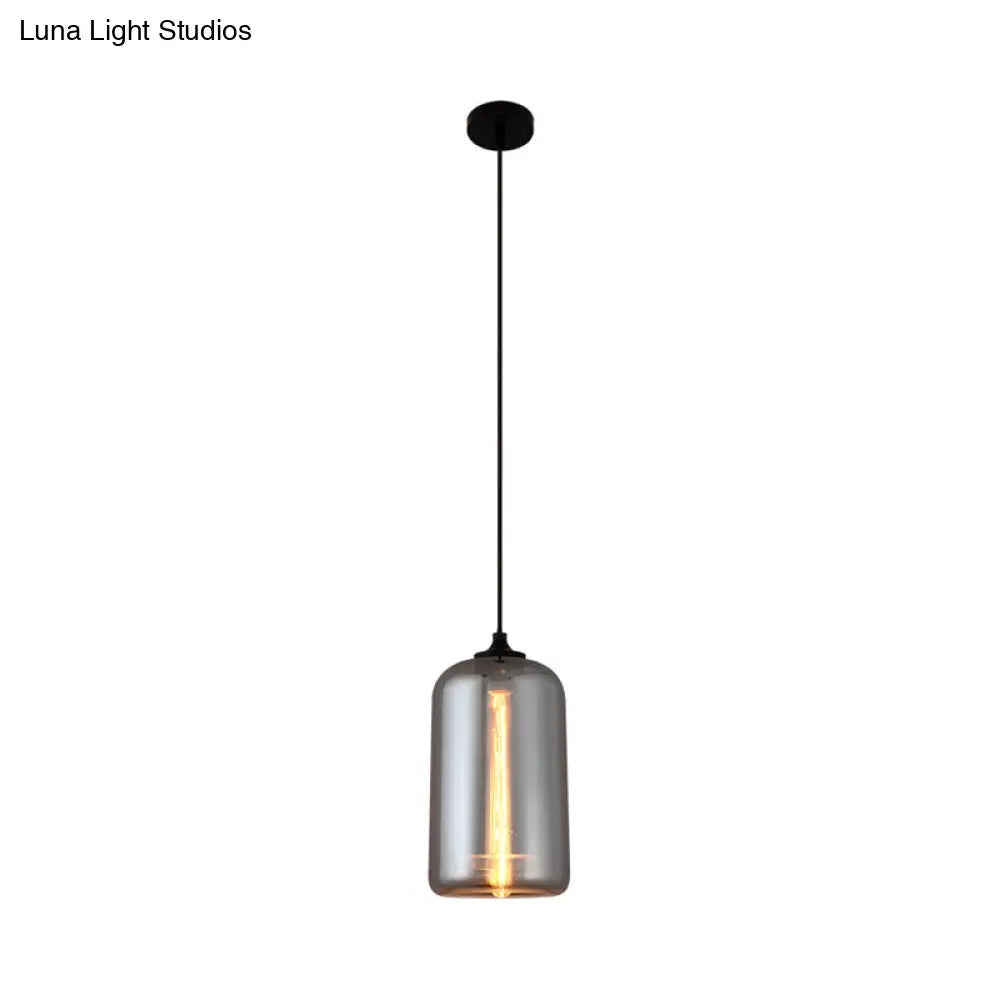 Smoke Gray Glass Mini Pendant Light - Modern Ceiling Hanging For Bar & Cafe