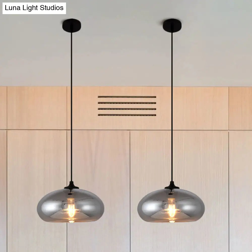 Smoke Gray Glass Mini Pendant Light - Modern Ceiling Hanging For Bar & Cafe