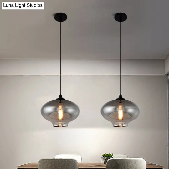 Smoke Gray Mini Pendant Light - Modern Glass Ceiling Fixture For Bars And Cafes With 1 Head