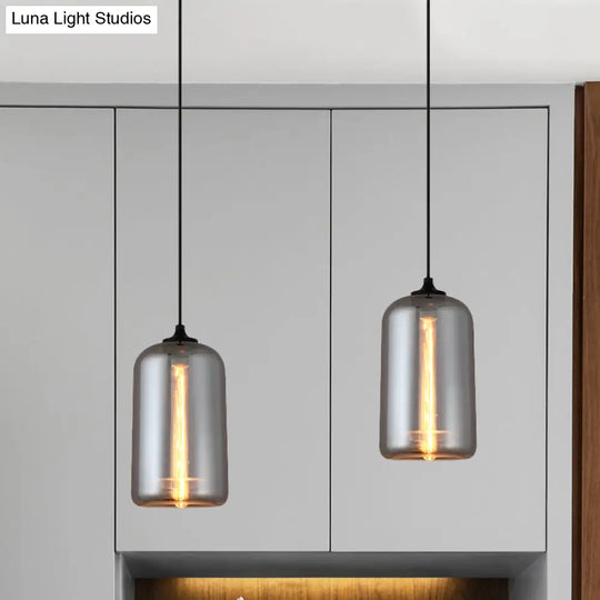 Smoke Gray Glass Mini Pendant Light - Modern Ceiling Hanging For Bar & Cafe