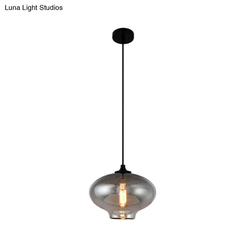 Smoke Gray Mini Pendant Light - Modern Glass Ceiling Fixture For Bars And Cafes With 1 Head / B