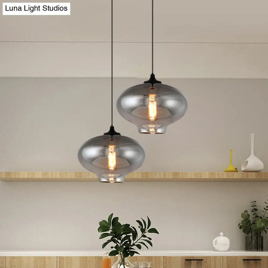 Smoke Gray Glass Mini Pendant Light - Modern Ceiling Hanging For Bar & Cafe