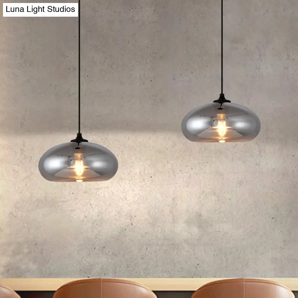 Smoke Gray Mini Pendant Light - Modern Glass Ceiling Fixture For Bars And Cafes With 1 Head