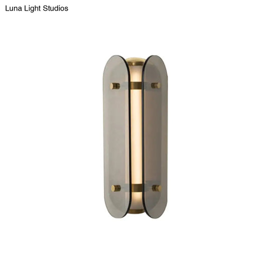 Smoke Gray Glass Pill Capsule Bedside Sconce - Minimalist 1-Bulb Wall Mounted Lamp