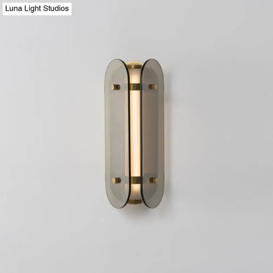 Smoke Gray Glass Pill Capsule Bedside Sconce - Minimalist 1-Bulb Wall Mounted Lamp