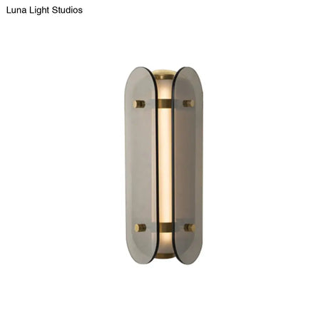 Smoke Gray Glass Pill Capsule Bedside Sconce - Minimalist 1-Bulb Wall Mounted Lamp