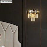Smoke Gray Vintage Faceted Wall Sconce With Modernist Design - 2 Bulbs Light Fixture For Restaurants
