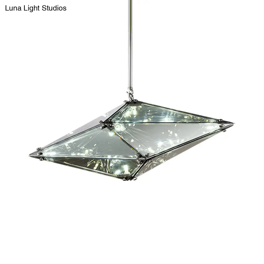 Smoky Grey Glass Gemstone Down Lighting Post-Modern Single-Bulb Black Ceiling Light