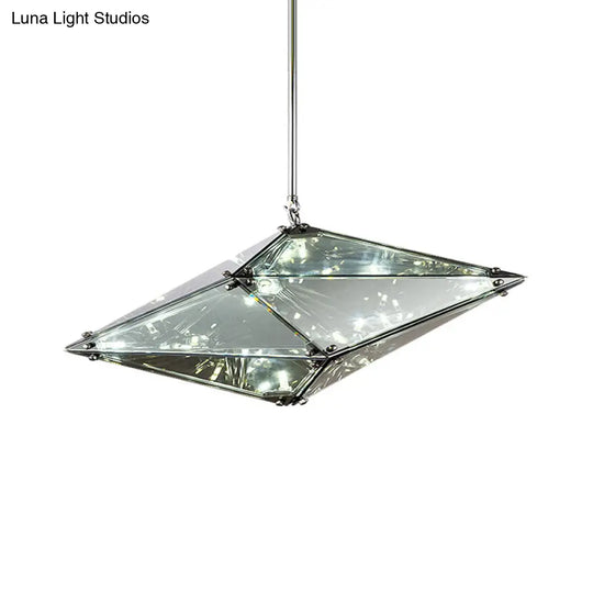 Smoky Grey Glass Gemstone Down Lighting Post-Modern Single-Bulb Black Ceiling Light