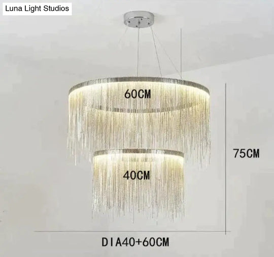 Solana - Tassel Chain Led Chandelier Dia40 60Cm / Silver Body White Light
