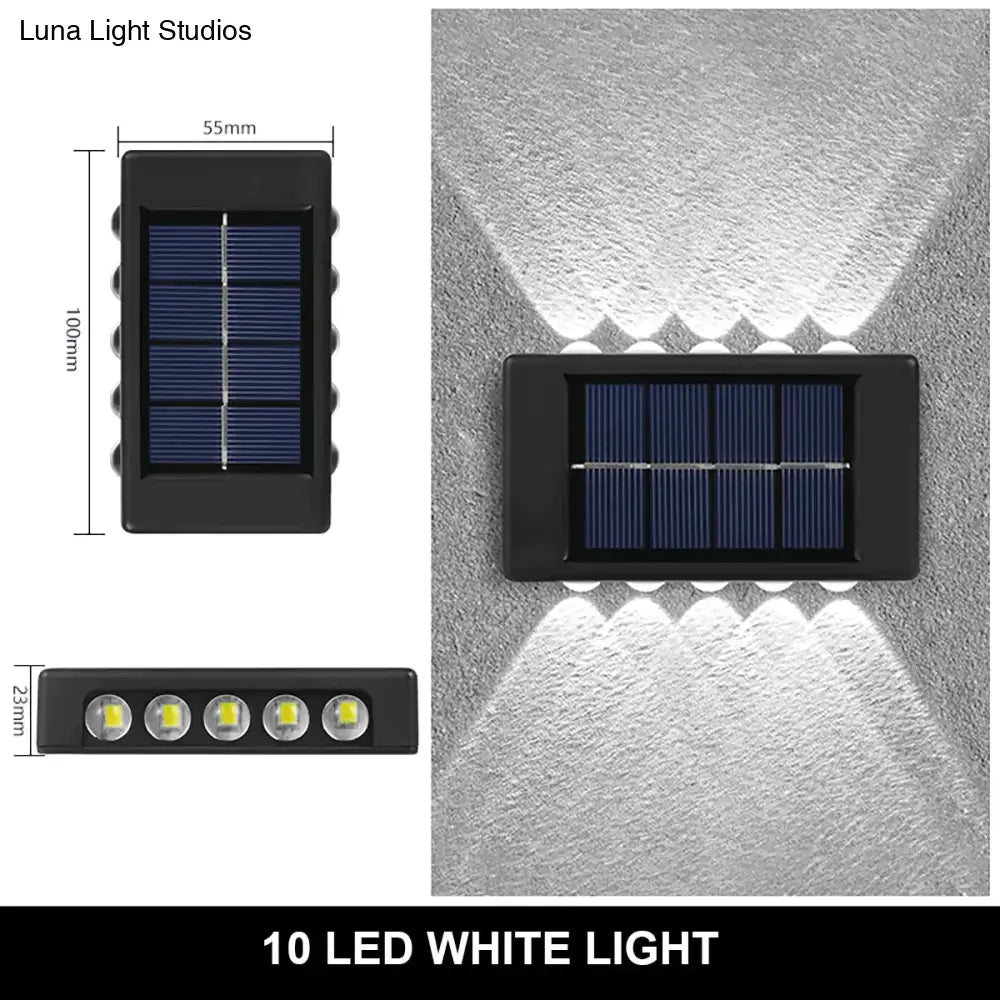 Solar Wall Lamp Outdoor Waterproof Up And Down Luminous Lighting 10Led White Lamps