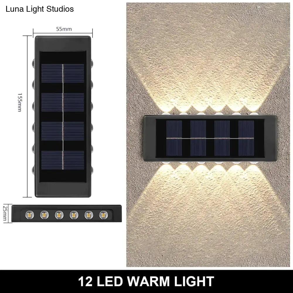 Solar Wall Lamp Outdoor Waterproof Up And Down Luminous Lighting 12Led Warm Lamps