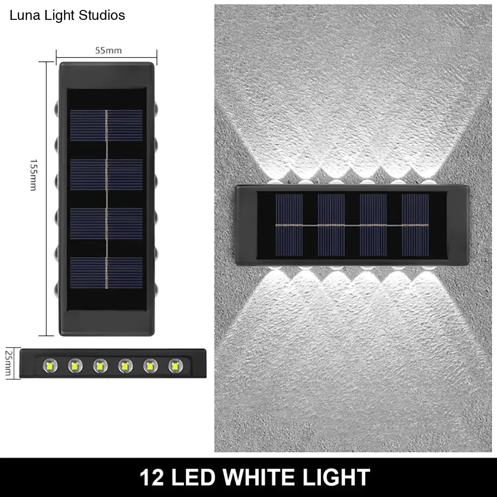 Solar Wall Lamp Outdoor Waterproof Up And Down Luminous Lighting 12Led White Lamps