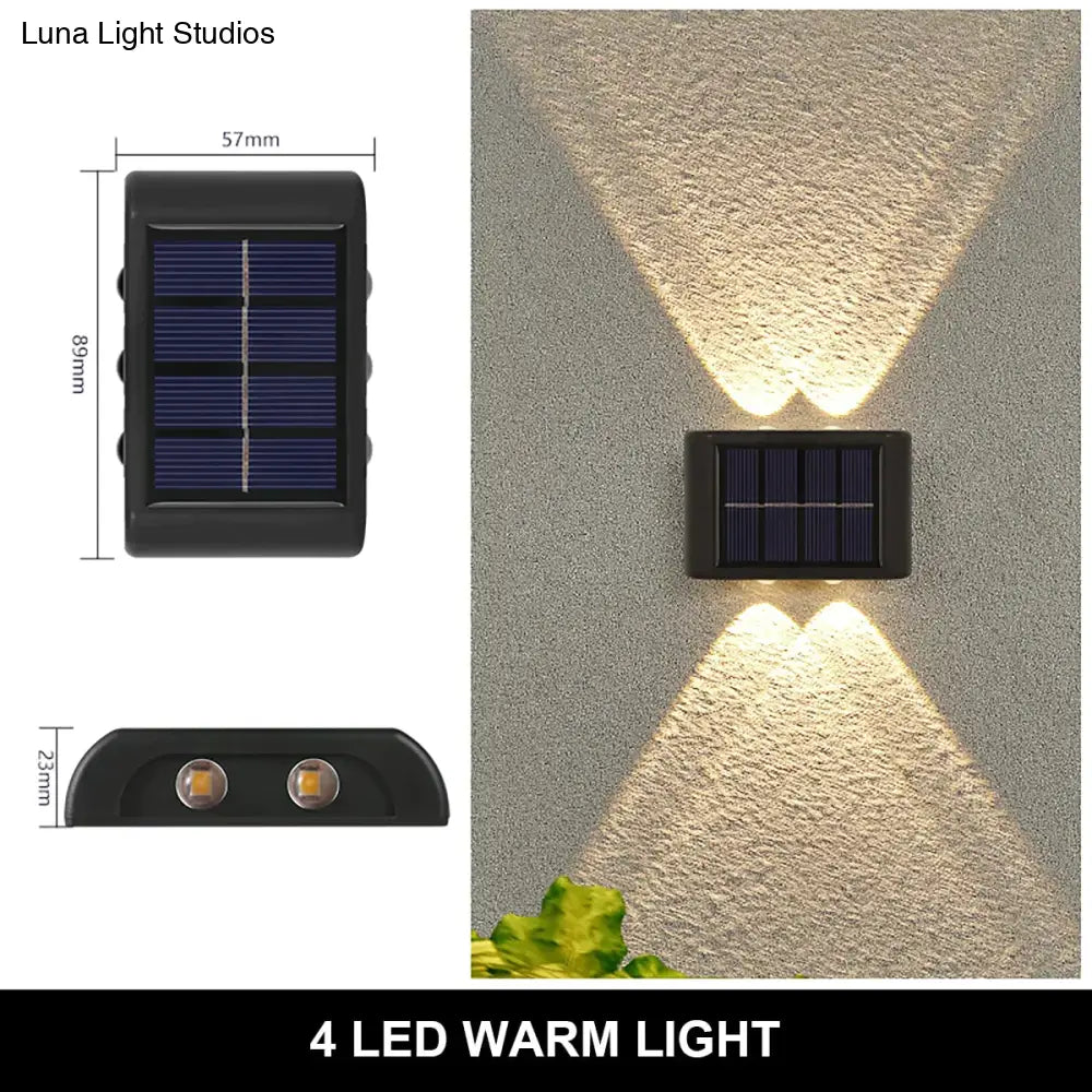 Solar Wall Lamp Outdoor Waterproof Up And Down Luminous Lighting 4Led Warm Lamps