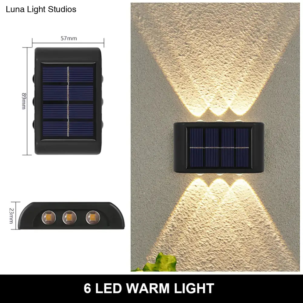Solar Wall Lamp Outdoor Waterproof Up And Down Luminous Lighting 6Led Warm Lamps