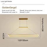 Solis - Modern Rectangle Led Pendant Lights Large-Golden / Cool White