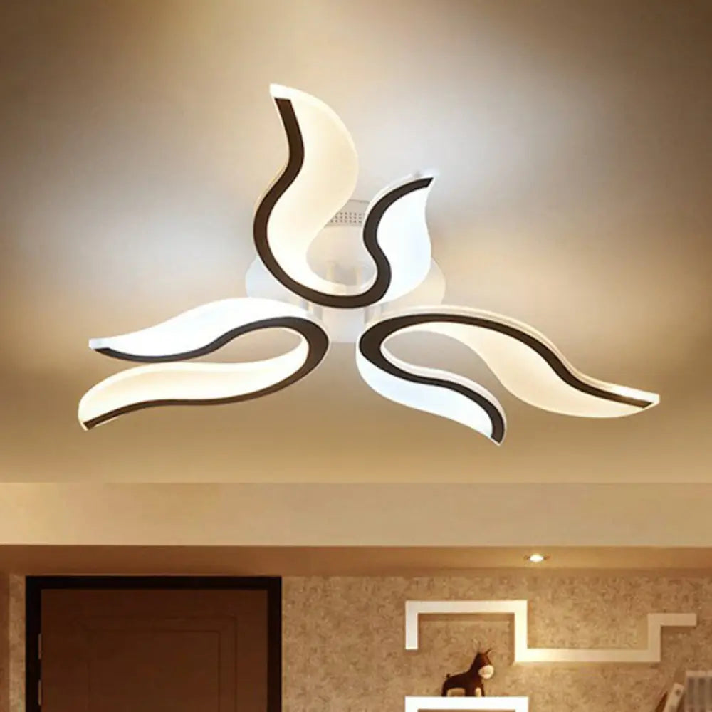 Spark Living Room Led Semi Flush Light - Acrylic Nordic Style Ceiling Mount White 3 / Warm
