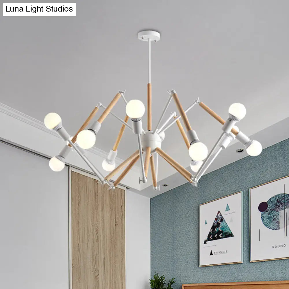 Contemporary Spider Shape Suspension Light In Black/White - 8/10/12/16 Heads For Living Room 12 /