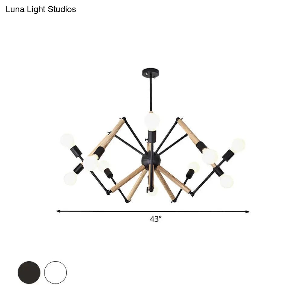 Contemporary Spider Shape Suspension Light In Black/White - 8/10/12/16 Heads For Living Room