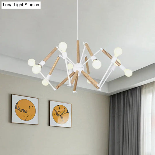 Contemporary Spider Shape Suspension Light In Black/White - 8/10/12/16 Heads For Living Room