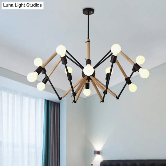 Contemporary Spider Shape Suspension Light In Black/White - 8/10/12/16 Heads For Living Room