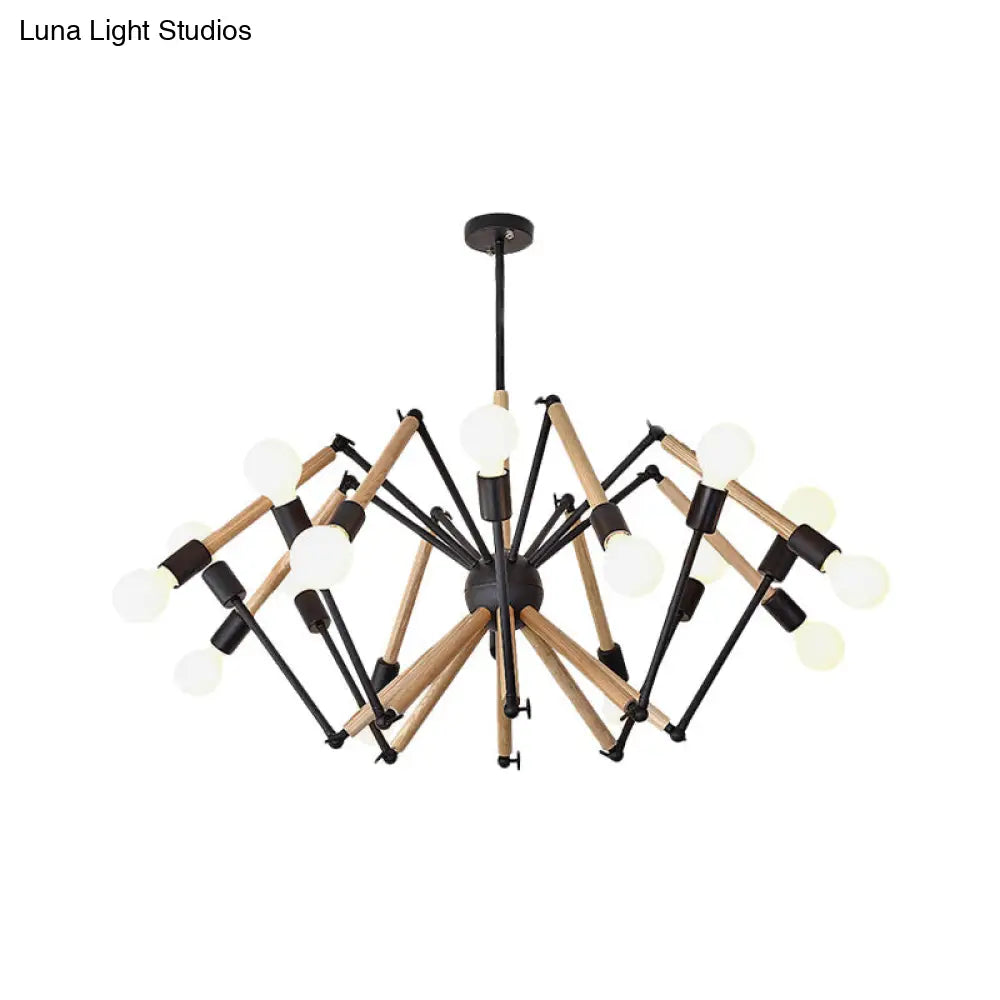 Contemporary Spider Shape Suspension Light In Black/White - 8/10/12/16 Heads For Living Room