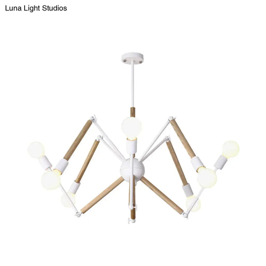 Contemporary Spider Shape Suspension Light In Black/White - 8/10/12/16 Heads For Living Room