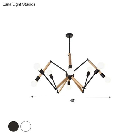 Contemporary Spider Shape Suspension Light In Black/White - 8/10/12/16 Heads For Living Room