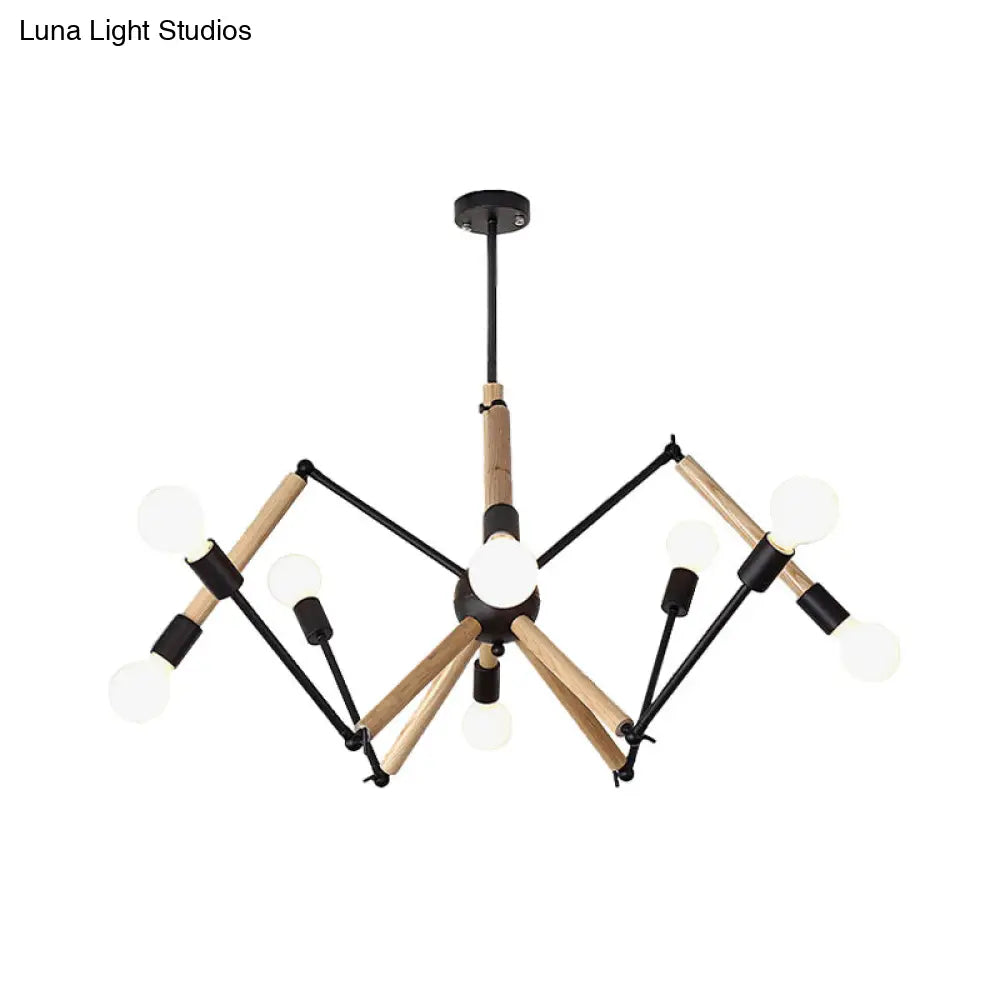 Contemporary Spider Shape Suspension Light In Black/White - 8/10/12/16 Heads For Living Room