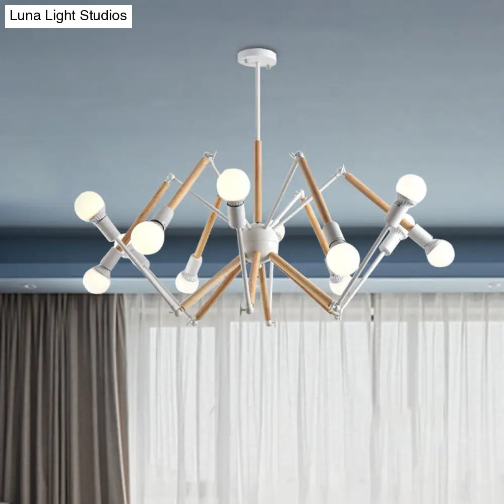 Contemporary Spider Shape Suspension Light In Black/White - 8/10/12/16 Heads For Living Room