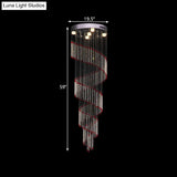 Spiral Cascade Hanging Lamp - Modern Silver With Clear And Red Crystal Led Pendant Set Of 5 Bulbs