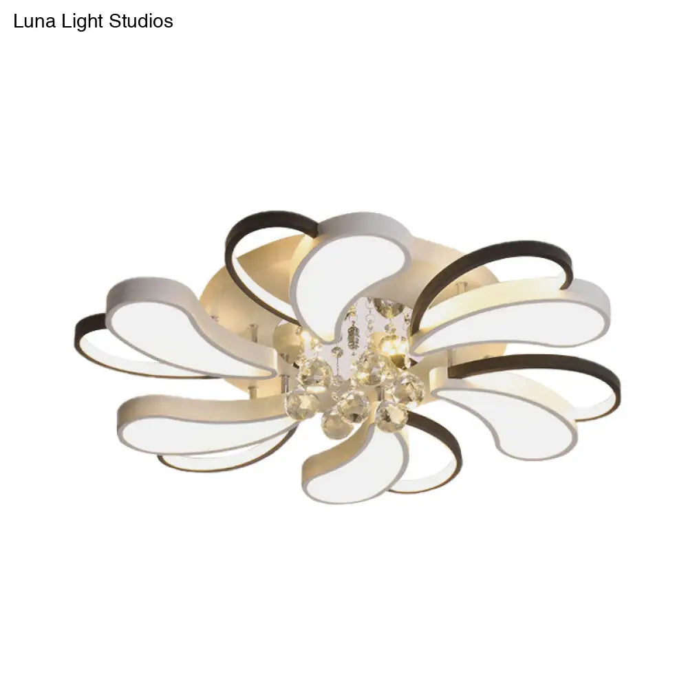 Spiral Heart Semi Flush Led Lamp With Crystal Droplet