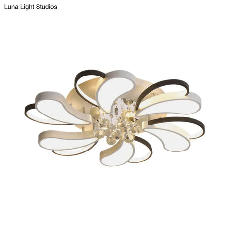 Spiral Heart Semi Flush Led Lamp With Crystal Droplet