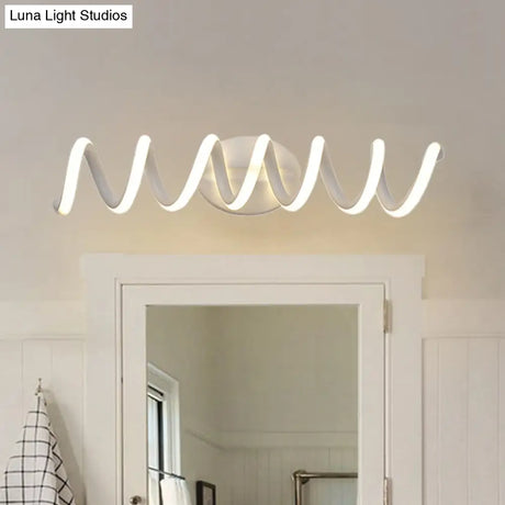 Spiral Led Vanity Light For Modern Bathroom | Wall Mounted Mirror In Warm/White/Natural 13/18.5/22.5